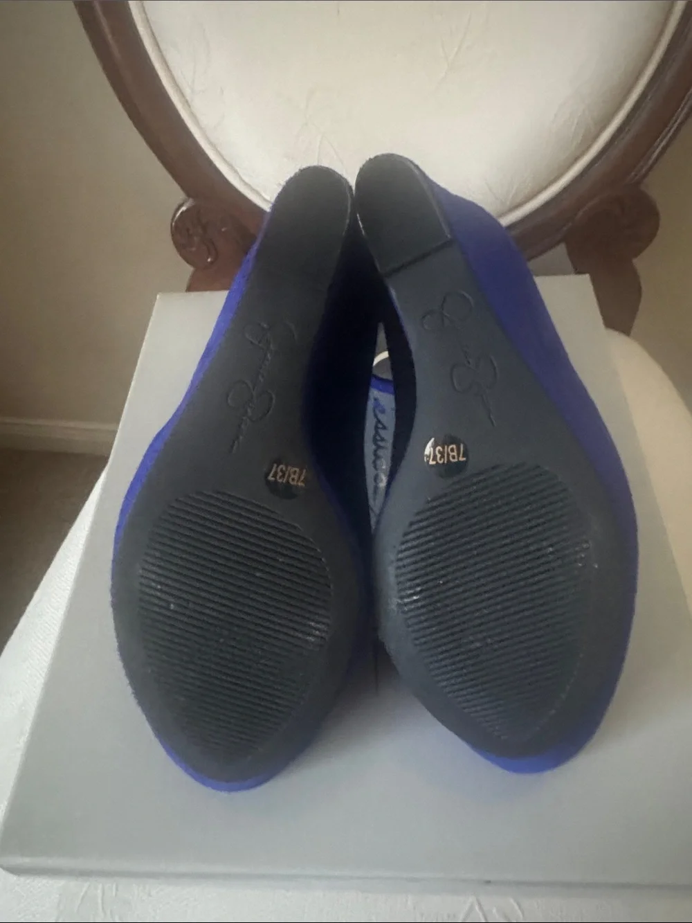 Jessica Simpson Blue Violet Suede Ankle-Strap Platform Heels